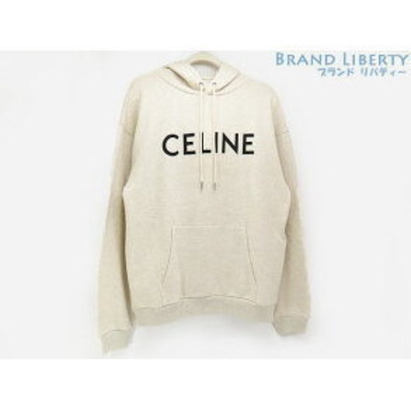 Celine Loose Hoodie Fleece Sweatshirt Cream Ivory White Black - Picture 1 of 9
